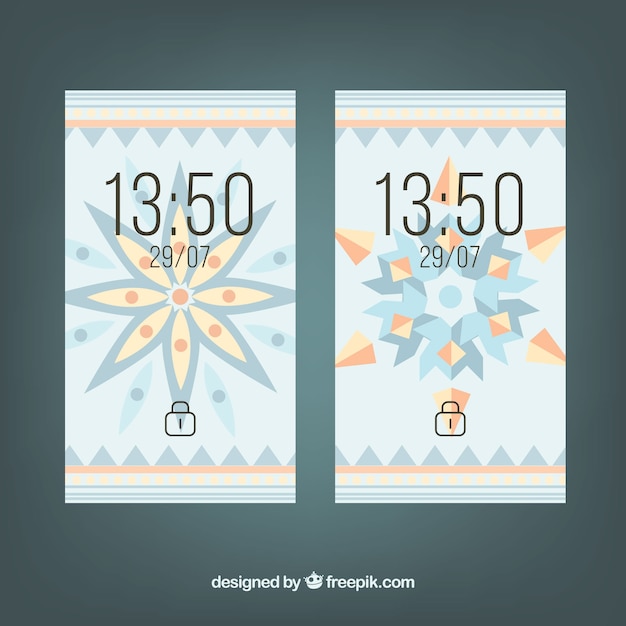 Wallpaper of mobiles with flowers in flat design
