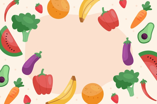 果物と野菜のデザインの壁紙 無料のベクター