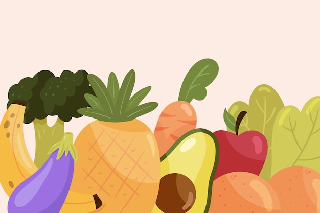 果物と野菜の壁紙 無料のベクター