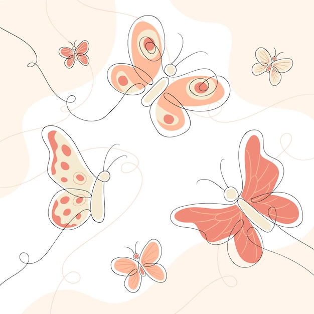 Premium Vector | Wallpaper with hand drawn butterfly outline