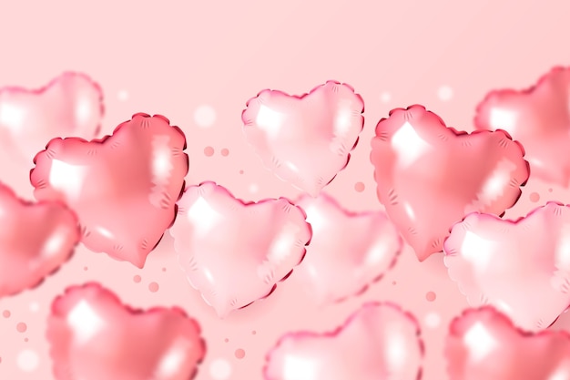 バレンタインデーのためのピンクのハート型の風船の壁紙 無料のベクター