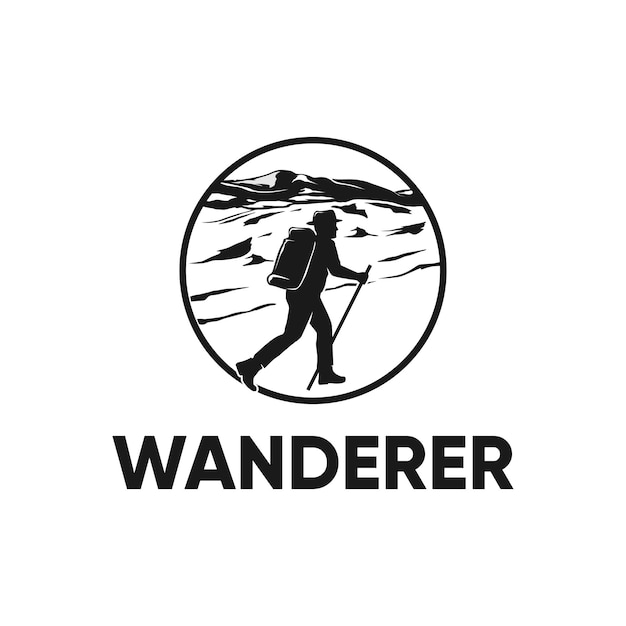 Premium Vector | Wanderer silhouette logo inspiration portrait traveler
