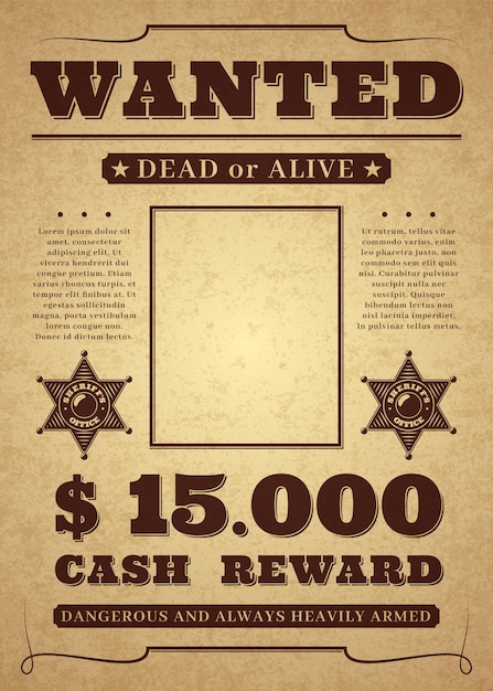 Premium Vector Wanted Poster Old Distressed Western Criminal Template Dead Or Alive Wanted Background