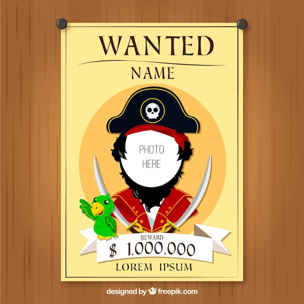 Free Vector Wanted poster of pirate design