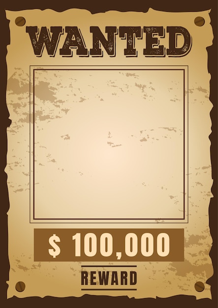 Premium Vector | Wanted template blank vintage poster