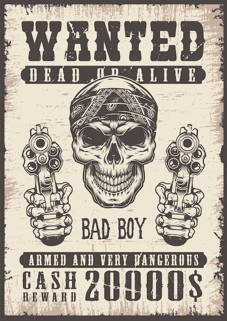 Download Wanted vintage poster | Free Vector