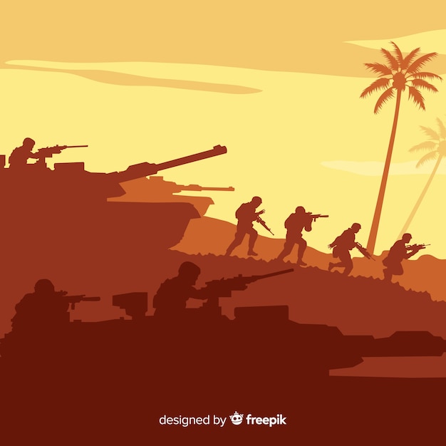 Download Premium Vector | War background with silhouettes of soldiers