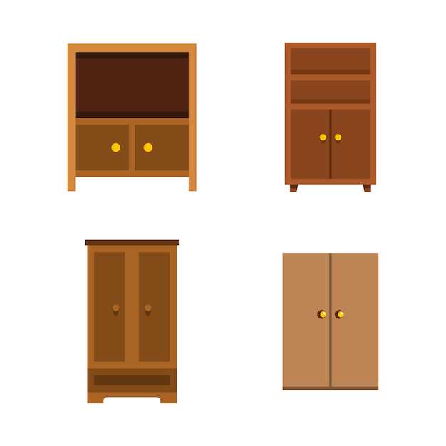 Wardrobe icon set. flat set of wardrobe vector icons collection isolated Premium Vector