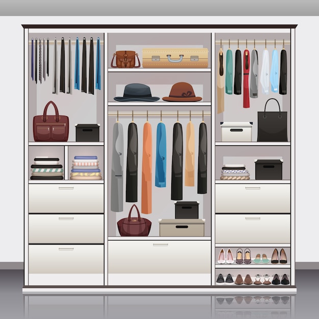Wardrobe Storage Interior Realistic Vector Free Download