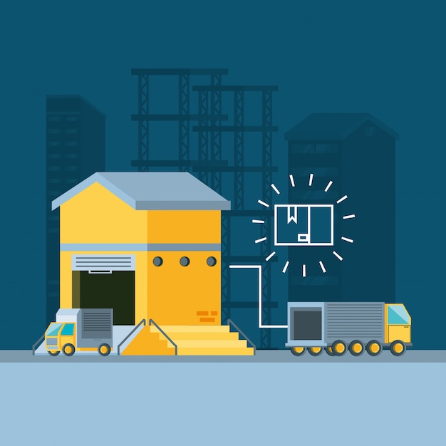 Download Free Warehouse Building With Truck Delivery Service Premium Vector Use our free logo maker to create a logo and build your brand. Put your logo on business cards, promotional products, or your website for brand visibility.