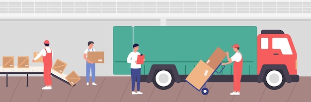 Premium Vector | Warehouse loading process illustration. cartoon worker ...