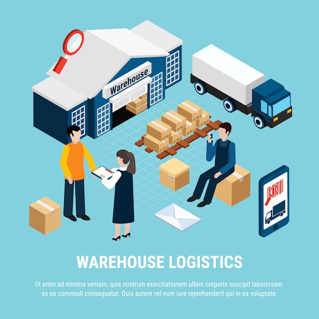 Free Vector | Warehouse logistics isometric with delivery workers on ...