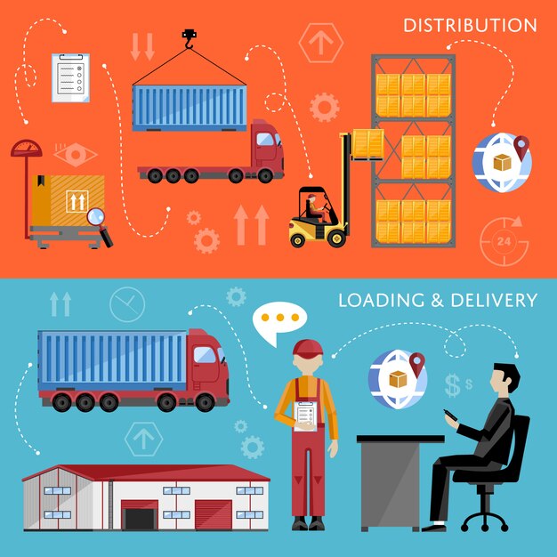 Warehouse management concept flat design | Premium Vector