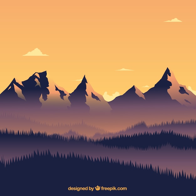 Download Free Vector | Warm landscape with mountains