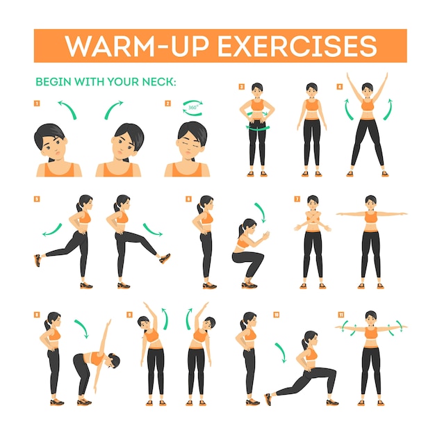 Premium Vector Warm Up Exercise Set Before Workout Stretch Muscles