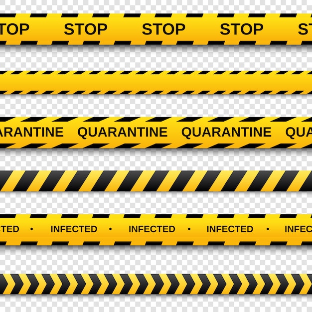 Premium Vector Warning Yellow And Black Seamless Tapes Set