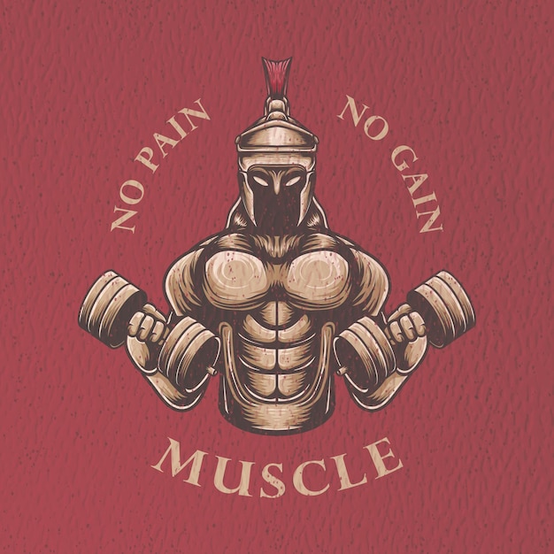 Premium Vector | Warrior gym retro retro illustration for tshirt design ...