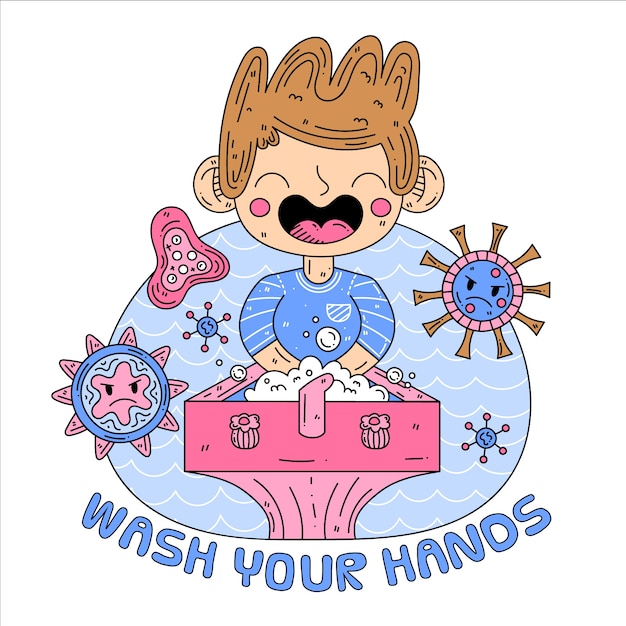 手を洗うイラスト 無料のベクター