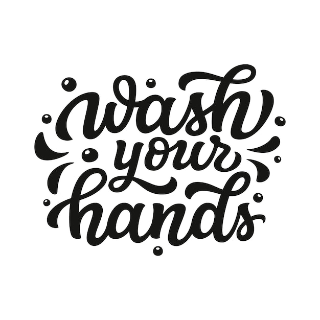 Download Wash your hands lettering Vector | Premium Download