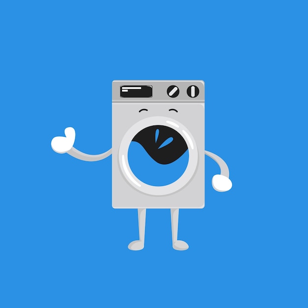 洗濯機のための洗濯機のマスコットロゴ文字 プレミアムベクター