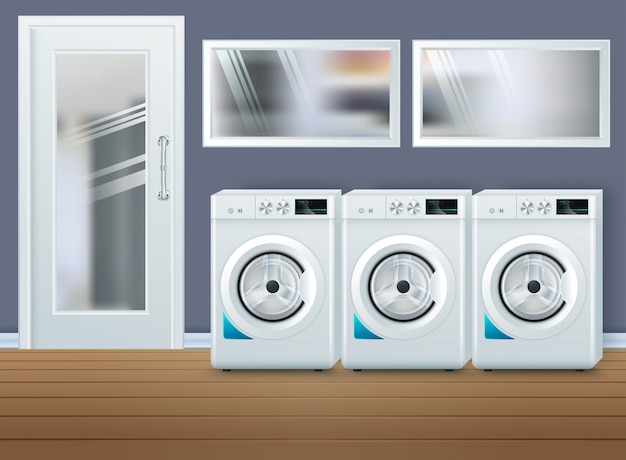 Premium Vector Washing Machine In Modern Laundry Room