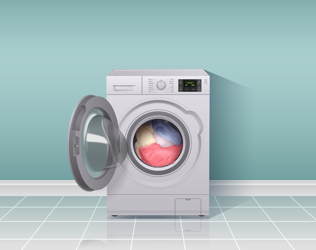 無料のベクター 家事設備シンボルイラスト洗濯機現実的な構成