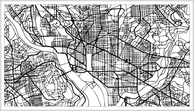 Premium Vector  Washington dc usa map in black and white color. vector illustration. outline map.