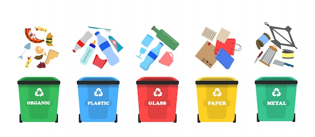 Premium Vector | Waste sorting. sort garbage.