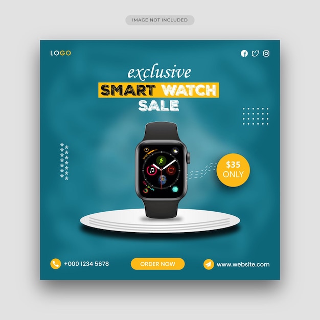  Watch sale social media post banner template for instagram and facebook Premium Vector