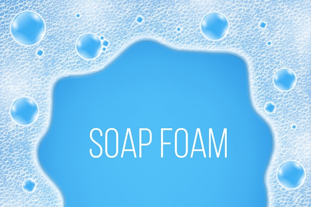 Water air soap bubbles, shampoo foam. Premium Vector