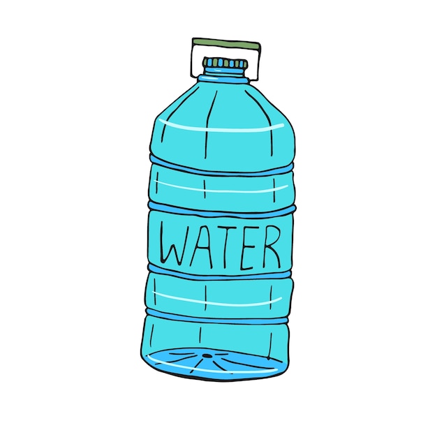 水ボトルのイラスト 手描きのアイコン ベクターデザイン プレミアムベクター