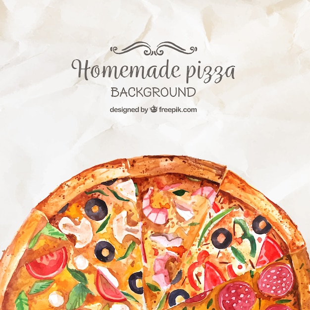 Water color homemade pizza background