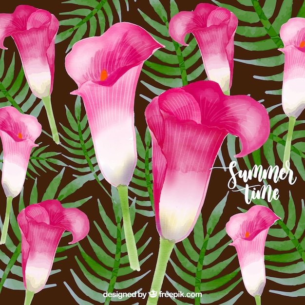 Water color tropical flower summer time
background