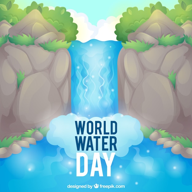 Water day background with waterfall