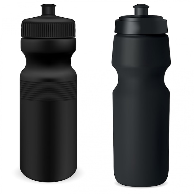 Download Water flask set. sport bottle mockup. protein can | Premium Vector