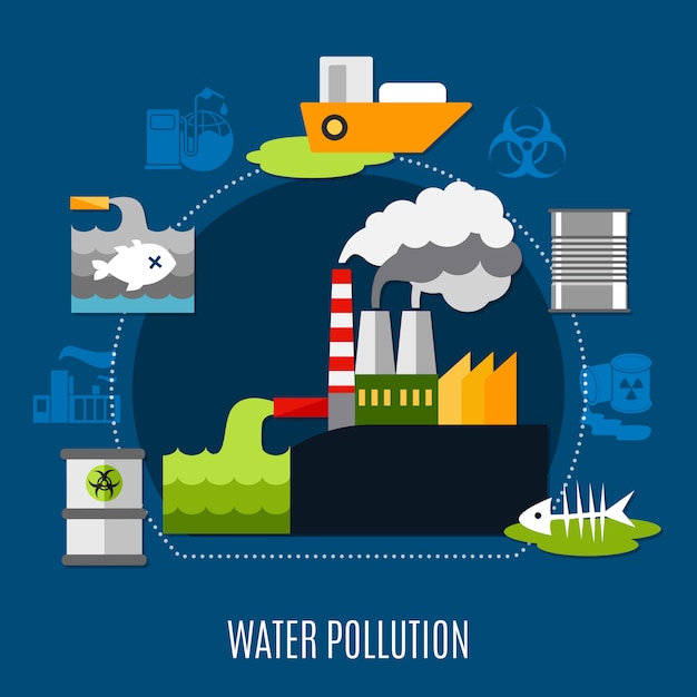 Free Vector | Water pollution illustration