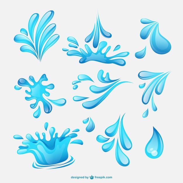 Water splashes collection Free Vector