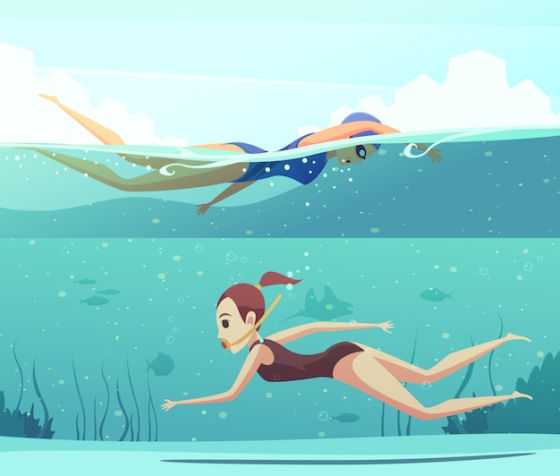 Water sports banner set Free Vector