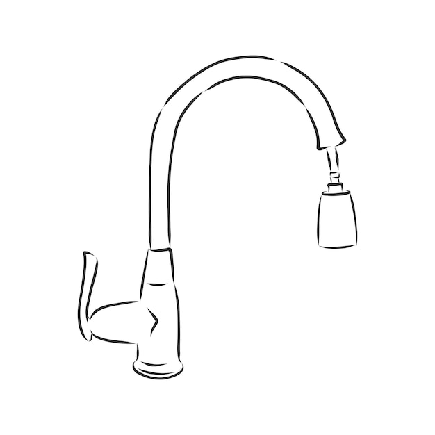 Premium Vector Water tap for kitchen, vector single sketch kitchen faucet