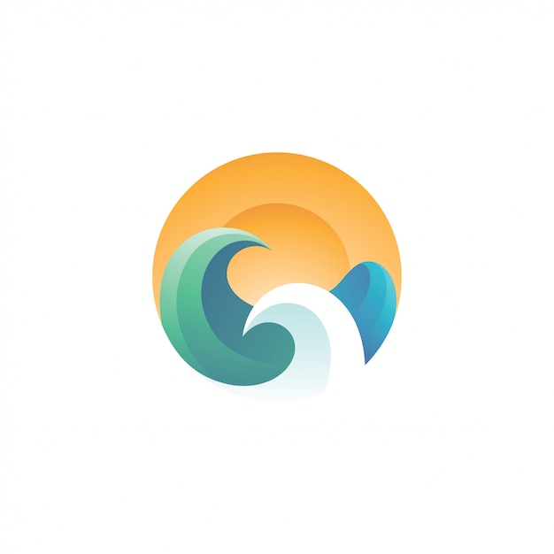 Download Free Water Wave Sea And Sun Logo Premium Vector Use our free logo maker to create a logo and build your brand. Put your logo on business cards, promotional products, or your website for brand visibility.