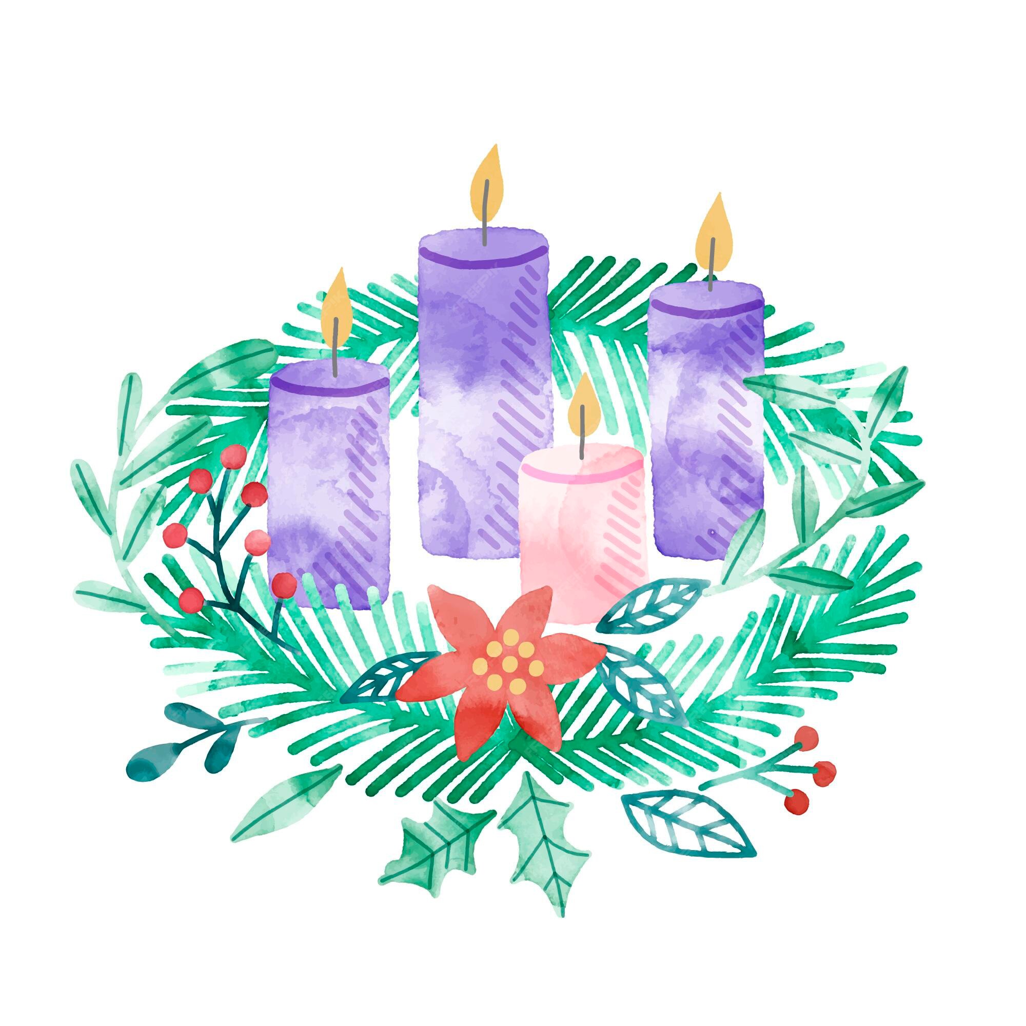 Free Vector | Watercolor advent wreath concept