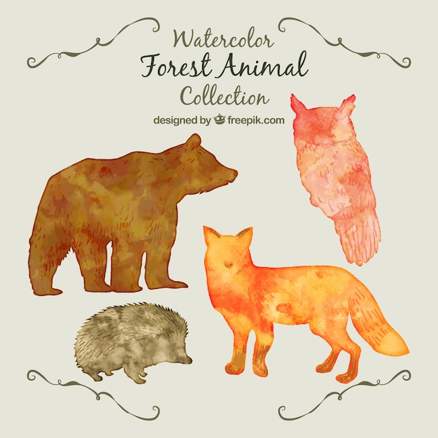 Download Watercolor animal silhouttes | Free Vector