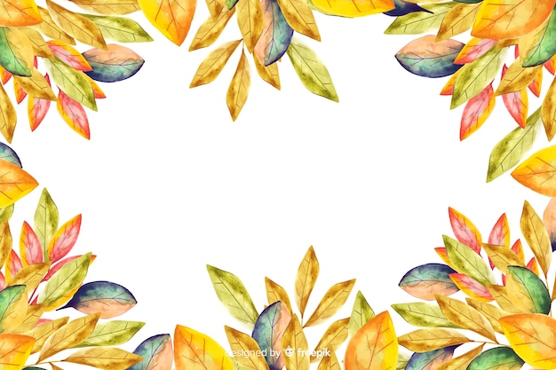 Watercolor autumn background with leaves Vector | Free Download