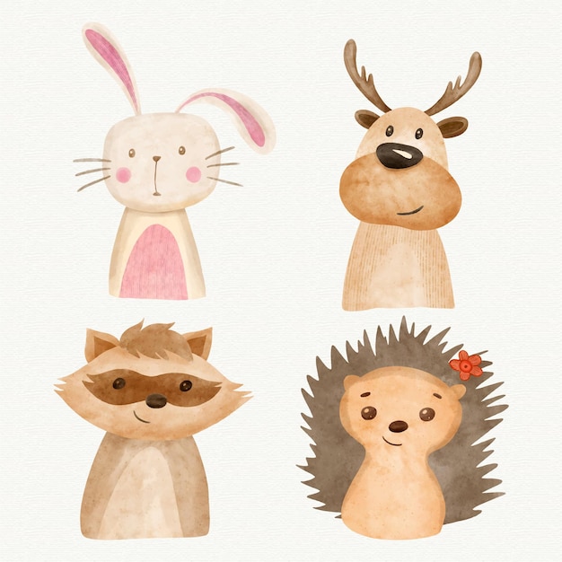 Download Free Vector | Watercolor autumn forest animals