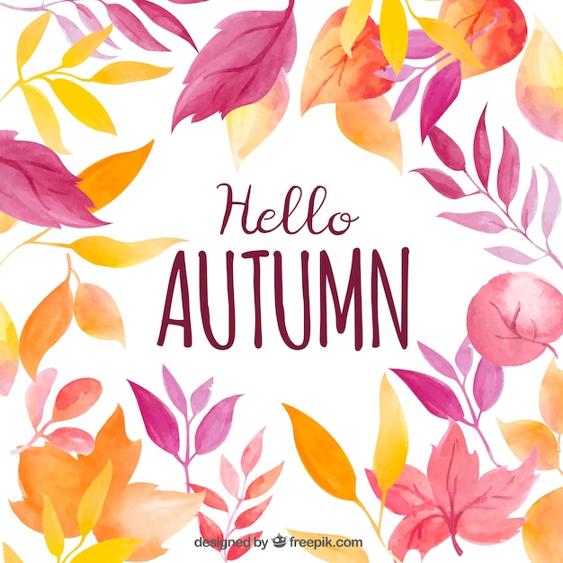Watercolor autumn leaves background