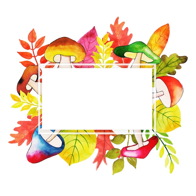 Watercolor Autumn Leaves Frame