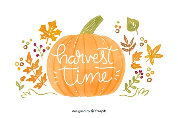 Download Watercolor autumn pumpkin and leaves background Vector ...