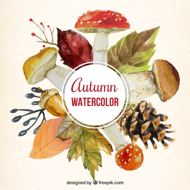 Watercolor autumnal nature background