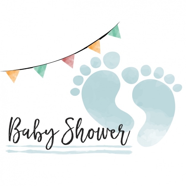 Download Watercolor baby shower card for boy | Free Vector