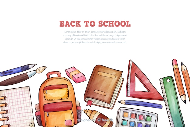 Watercolor back to school background Free Vector